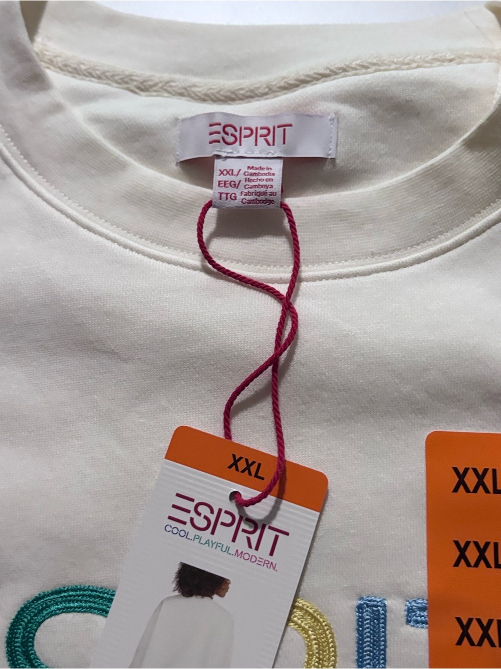 Viral Esprit Cream Crewneck Sweatshirt with Multicolor Embroidery - Picture 4 of 4